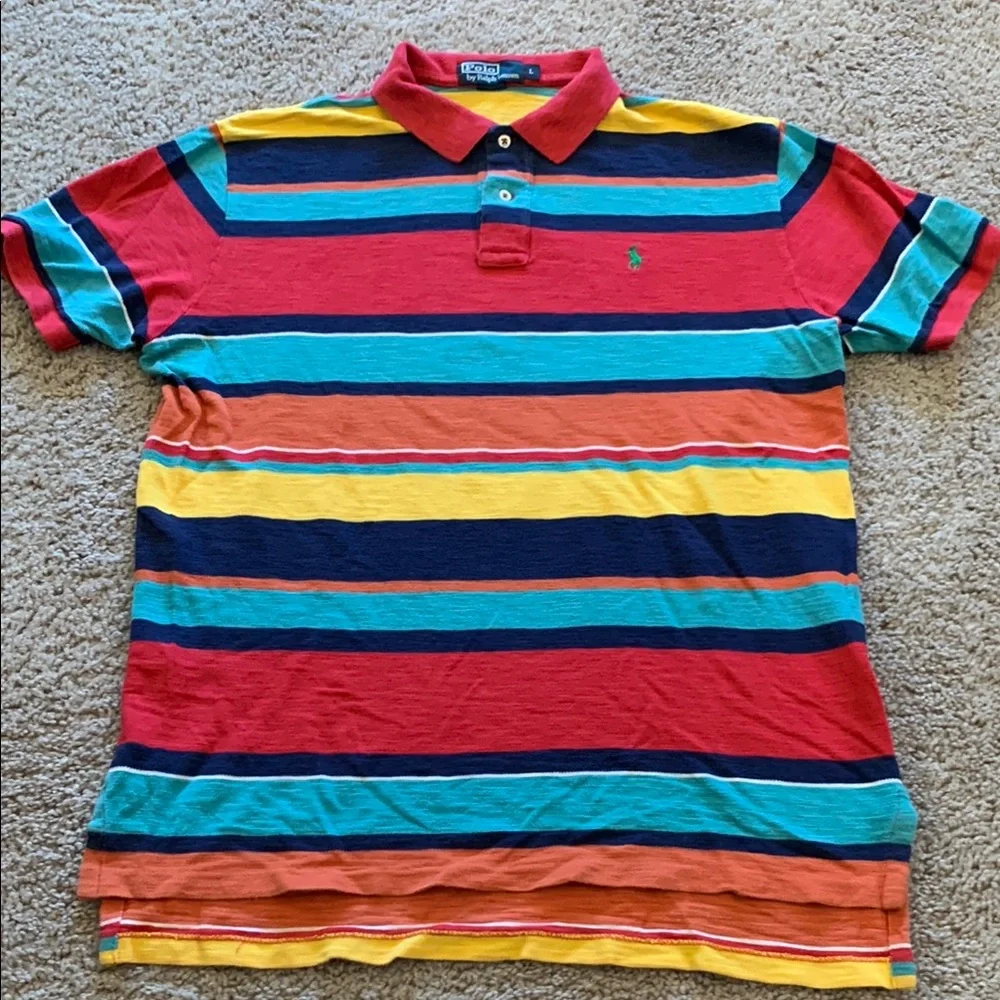 Vintage Polo Ralph Lauren Multi-Color Striped Polo Shirt